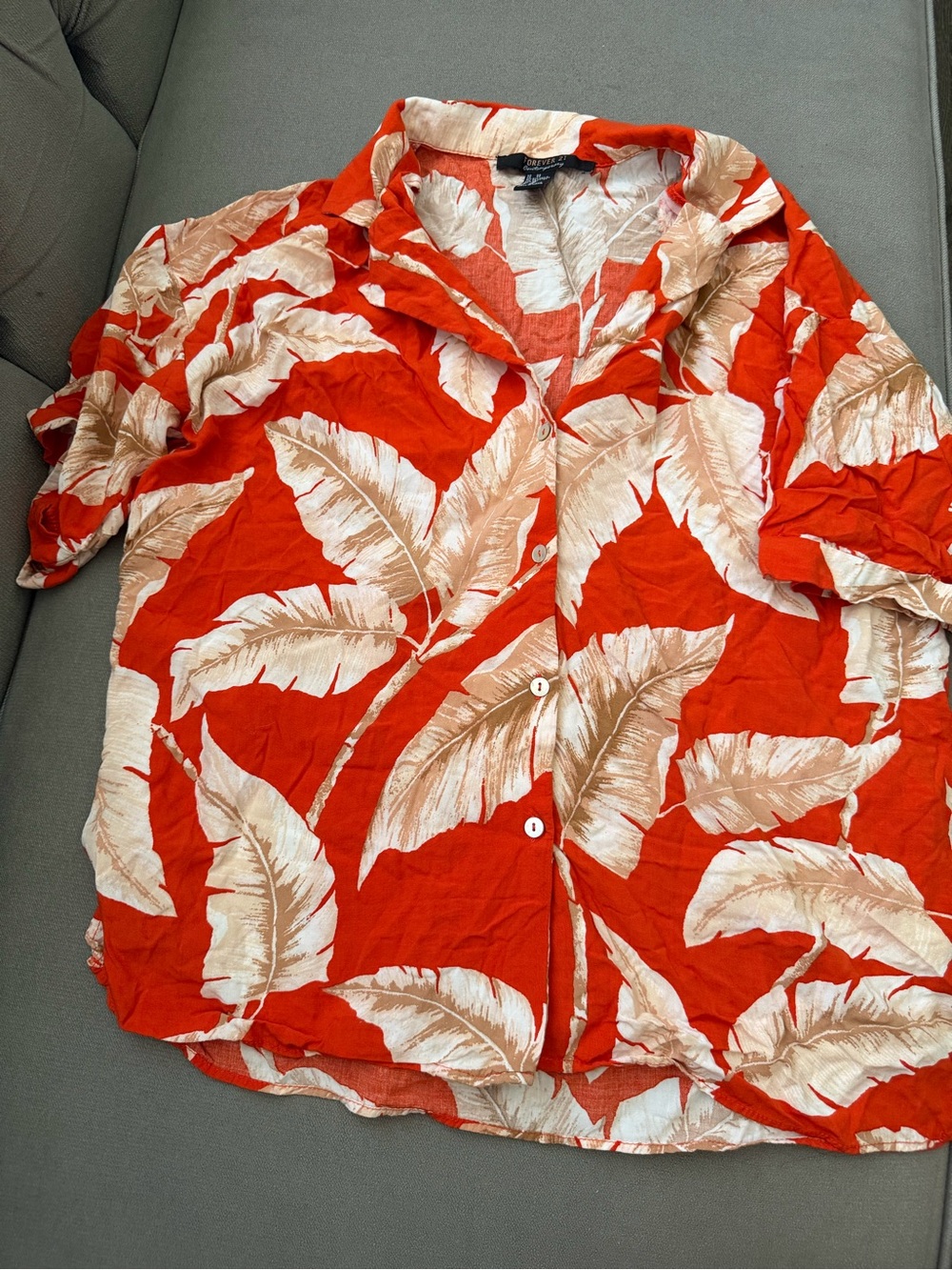Orange & Cream Tropical Button-Down Shirt